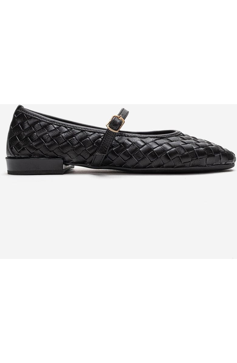 Forever & Always Shoes Yevora Leather Woven Strap Ballet Flat, Alternate, color, Black