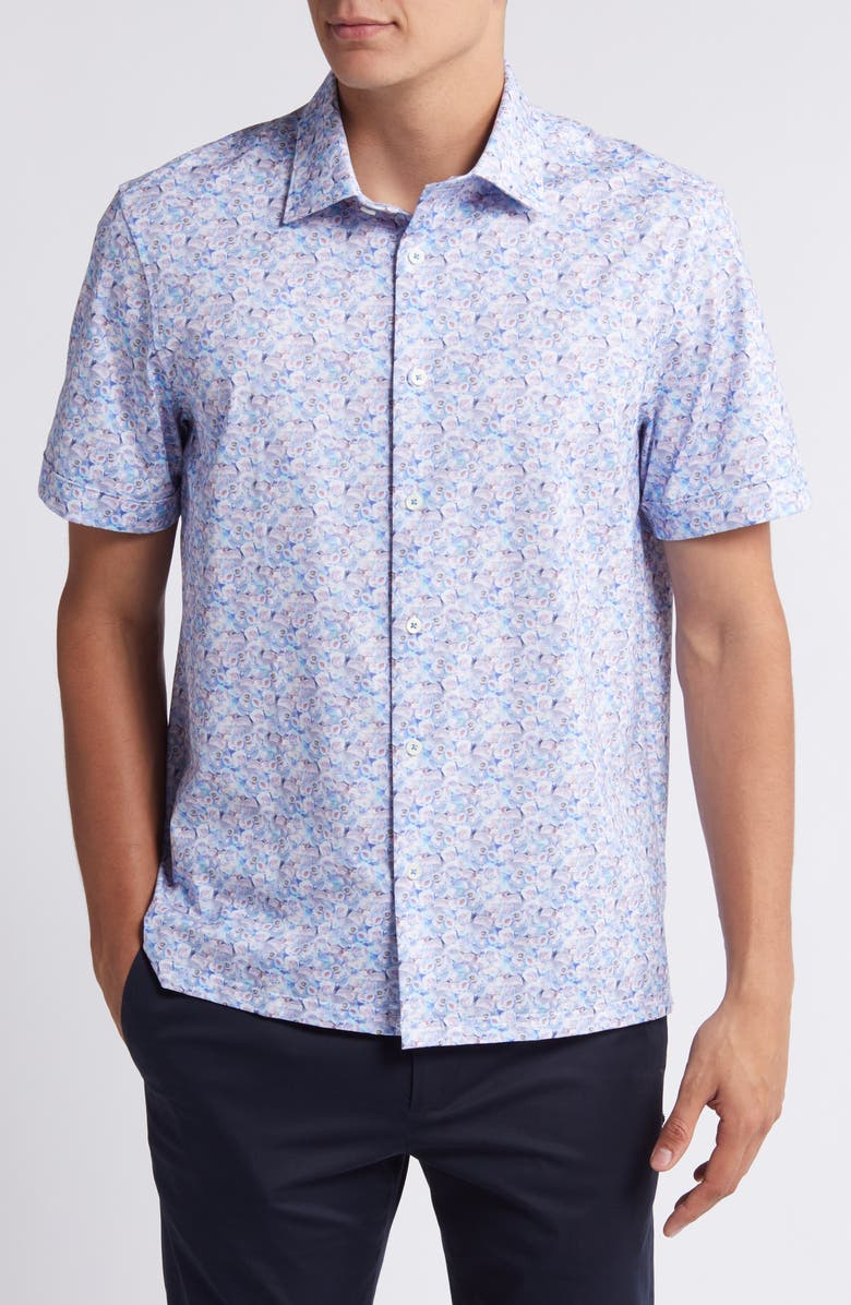 Bugatchi Milo OoohCotton<sup>®</sup> Floral Short Sleeve Button-Up Shirt, Main, color,