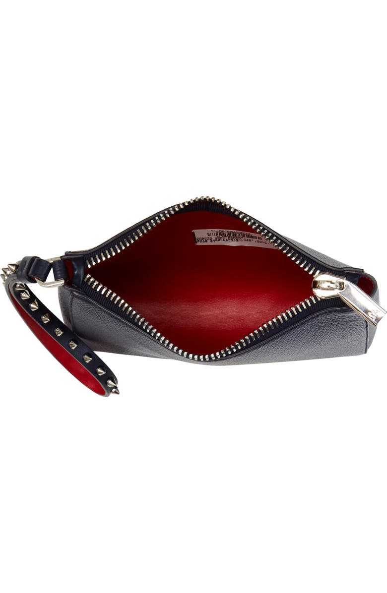Christian Louboutin Mini Cabata Soft Leather Pouch, Alternate, color, Zaffiro/ Silver
