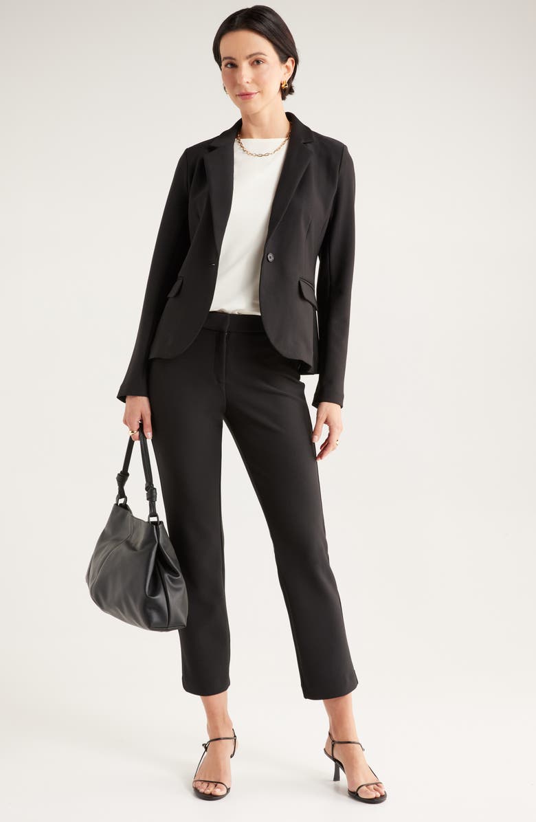 NORDSTROM RACK Essential Stretch Ponte Blazer, Alternate, color, Black