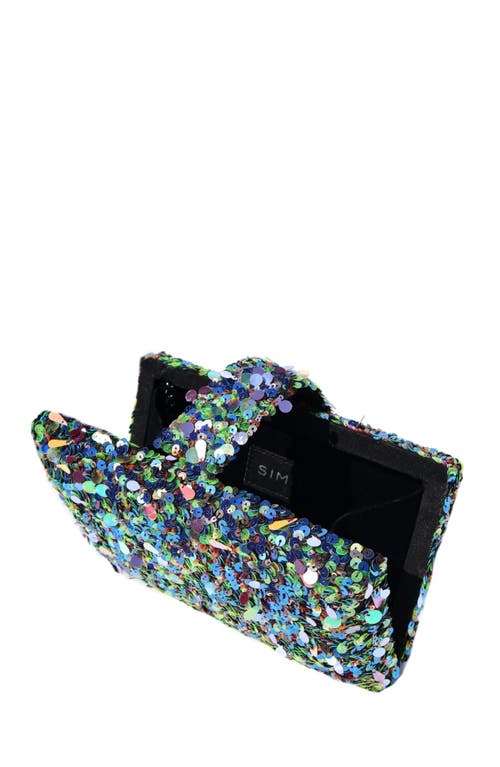 Simitri Melange Sequin Kitsch Clutch In Blue