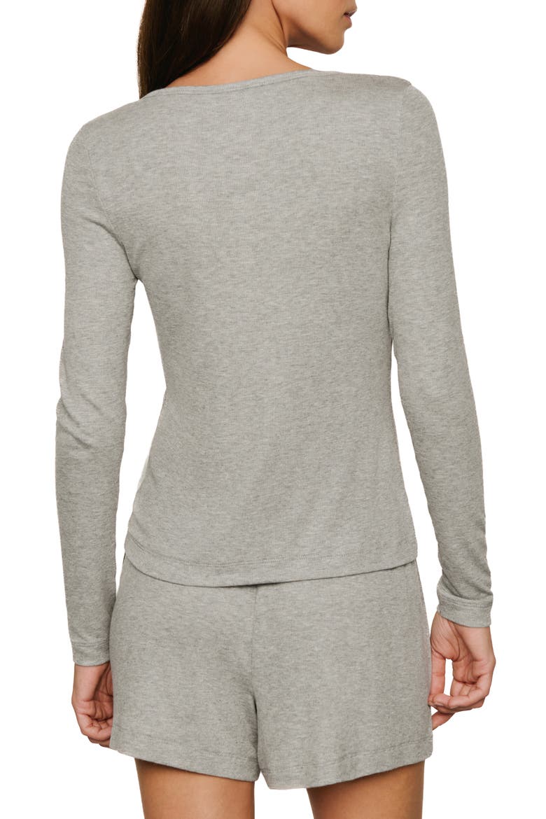 Dream Rib Long Sleeve Pajama Henley, Alternate, color, DARK HEATHER GREY