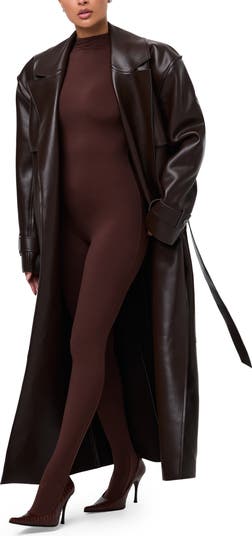 Faux Leather Trench Coat