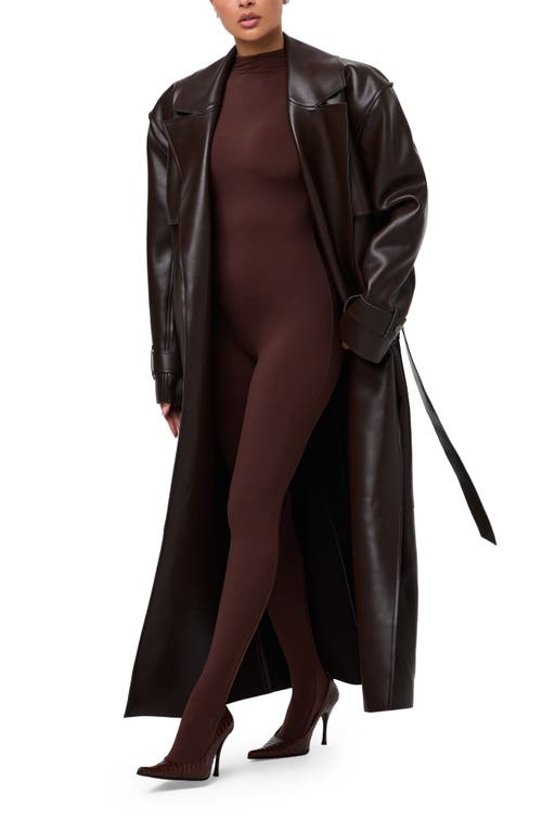 Naked Wardrobe Faux Leather Trench Coat In Brown