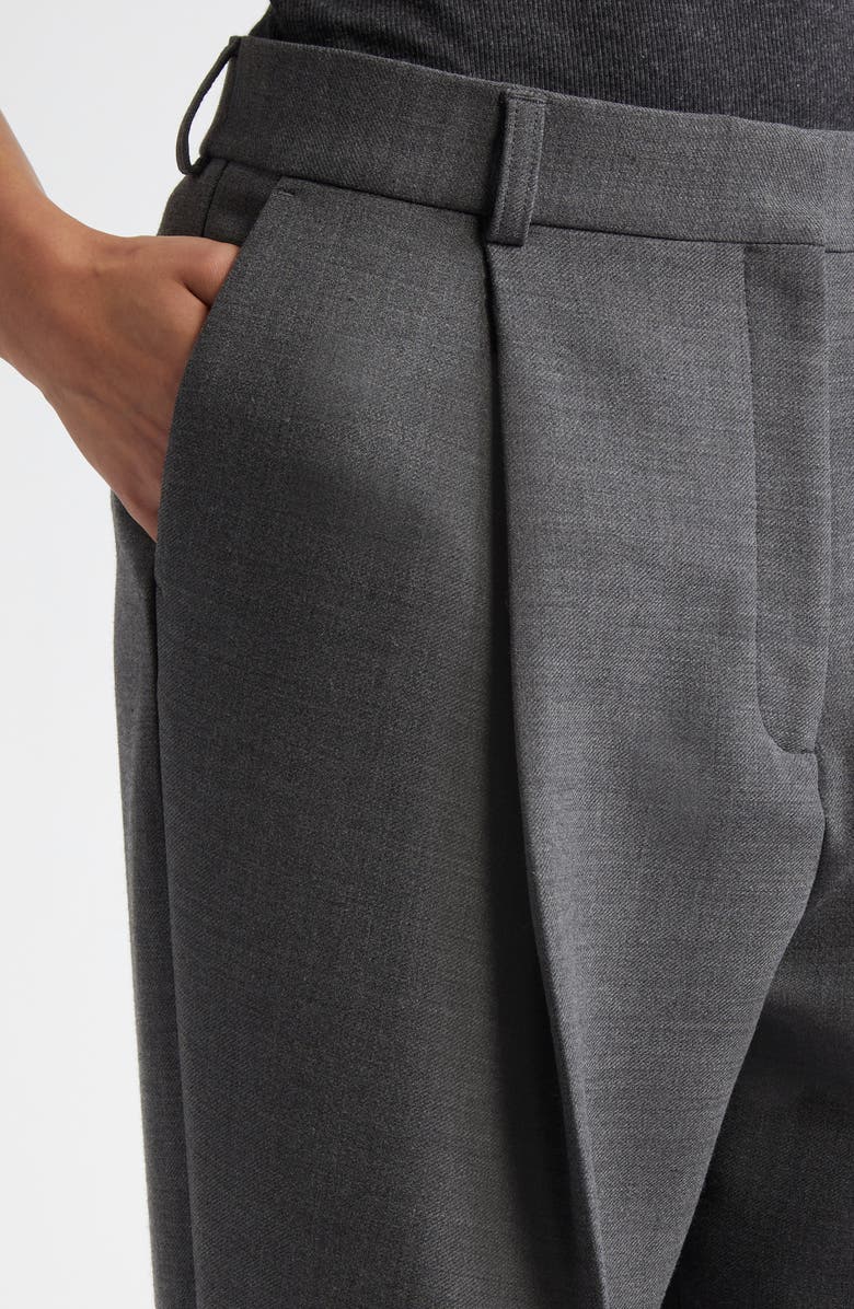 TOTEME Pleated Straight Leg Pants, Alternate, color, Grey Melange