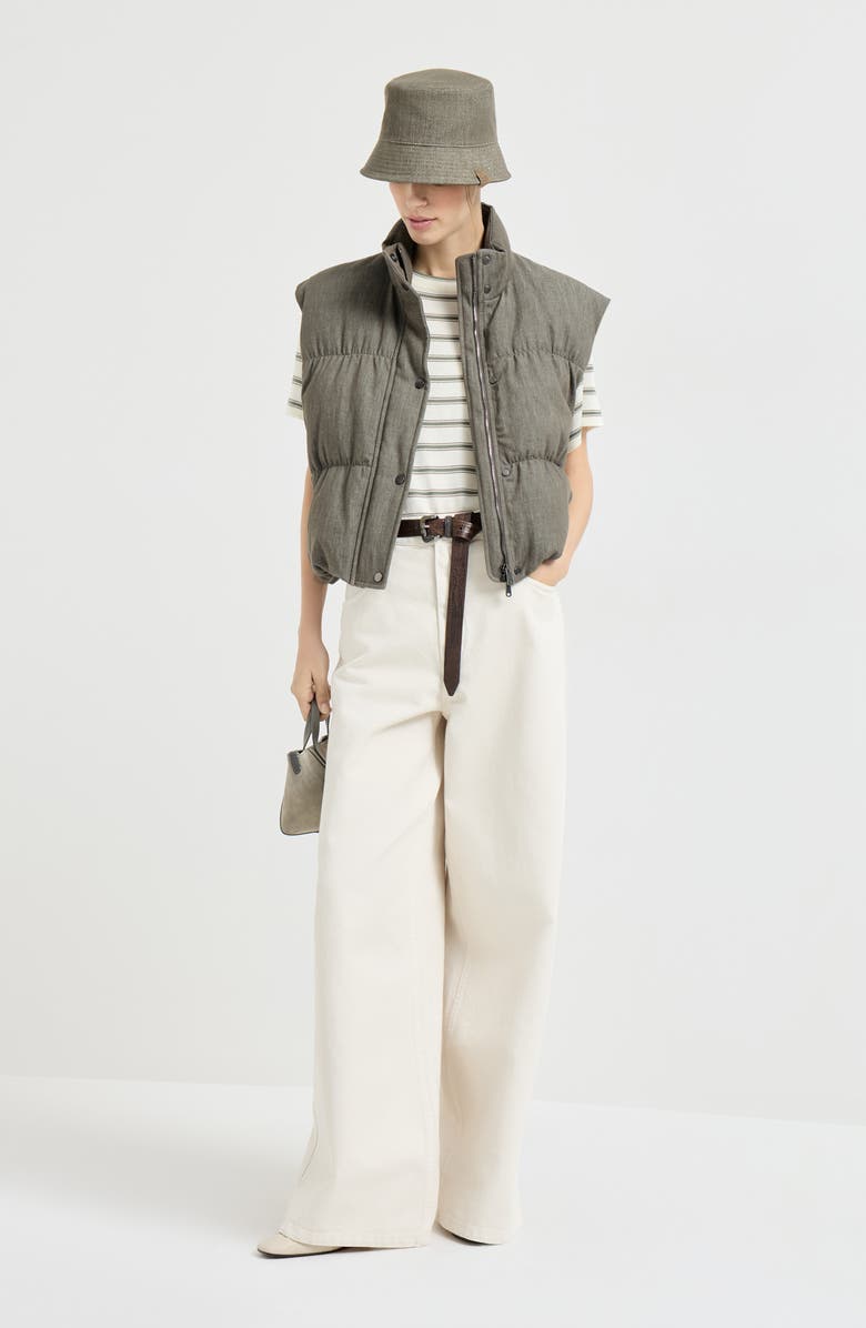 Brunello Cucinelli Sparkling stripe t-shirt, Alternate, color, Panama