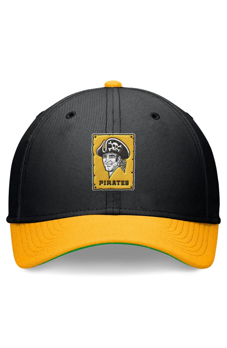Nike Men's Nike Black/Gold Pittsburgh Pirates Cooperstown Collection Rewind Swooshflex Performance Hat, Alternate, color, Black