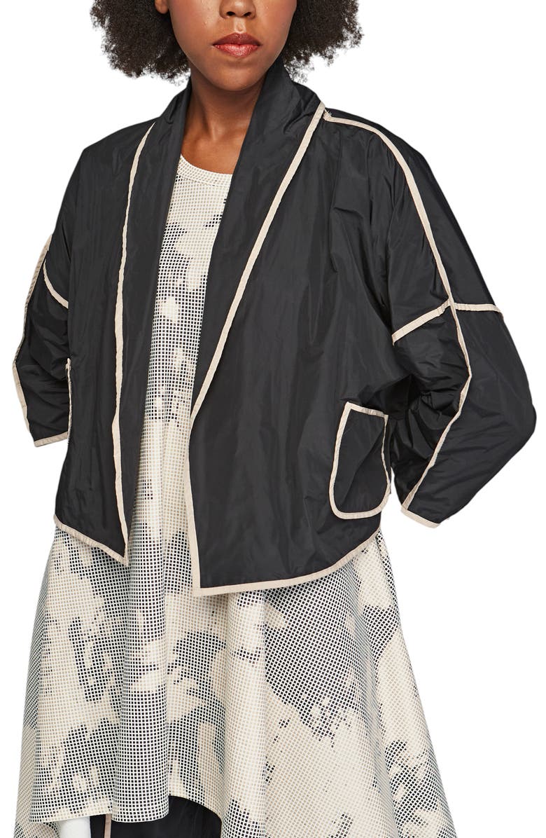 LUUKAA Astrid Short Memory Taffeta Jacket, Main, color, Black