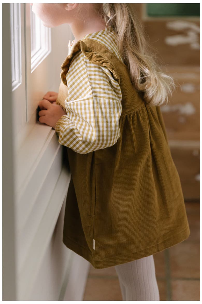 Organic Cotton Corduroy Pinafore Dress, Alternate, color, OCHRE