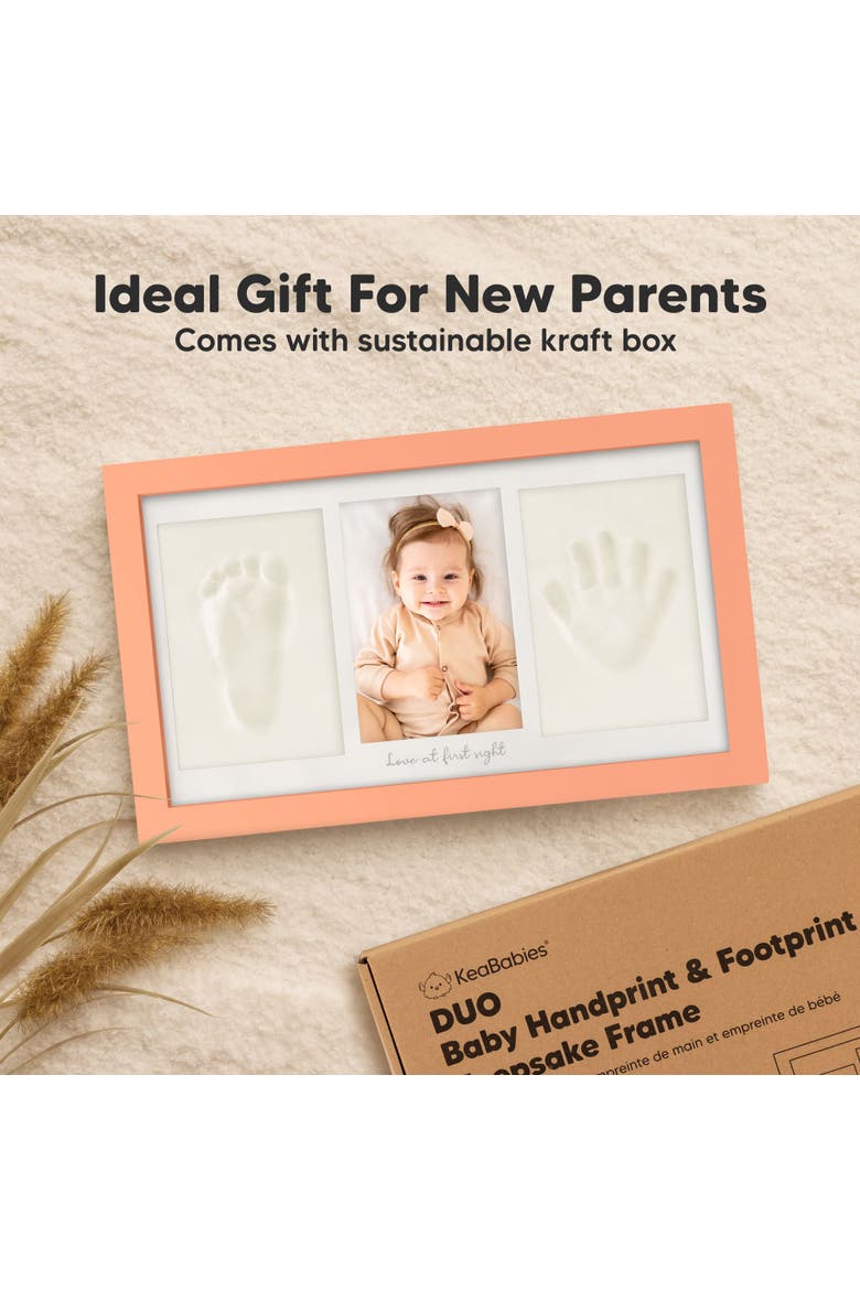 Baby Handprint & Footprint Keepsake Duo Frame, Alternate, color, Salmon