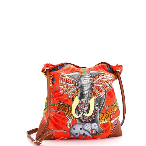 Silky City Bag Printed Silk and Leather PM
