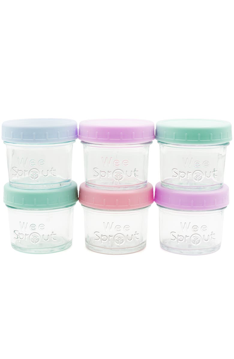 WeeSprout Glass Baby Food Storage Jars w/ Lids, Main, color, Pastel Variety