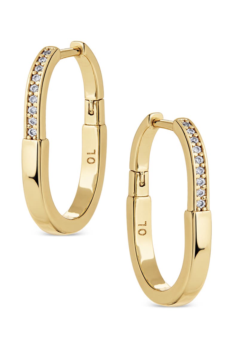 Slim Pavé Oval Hoop Earrings, Main, color, GOLD