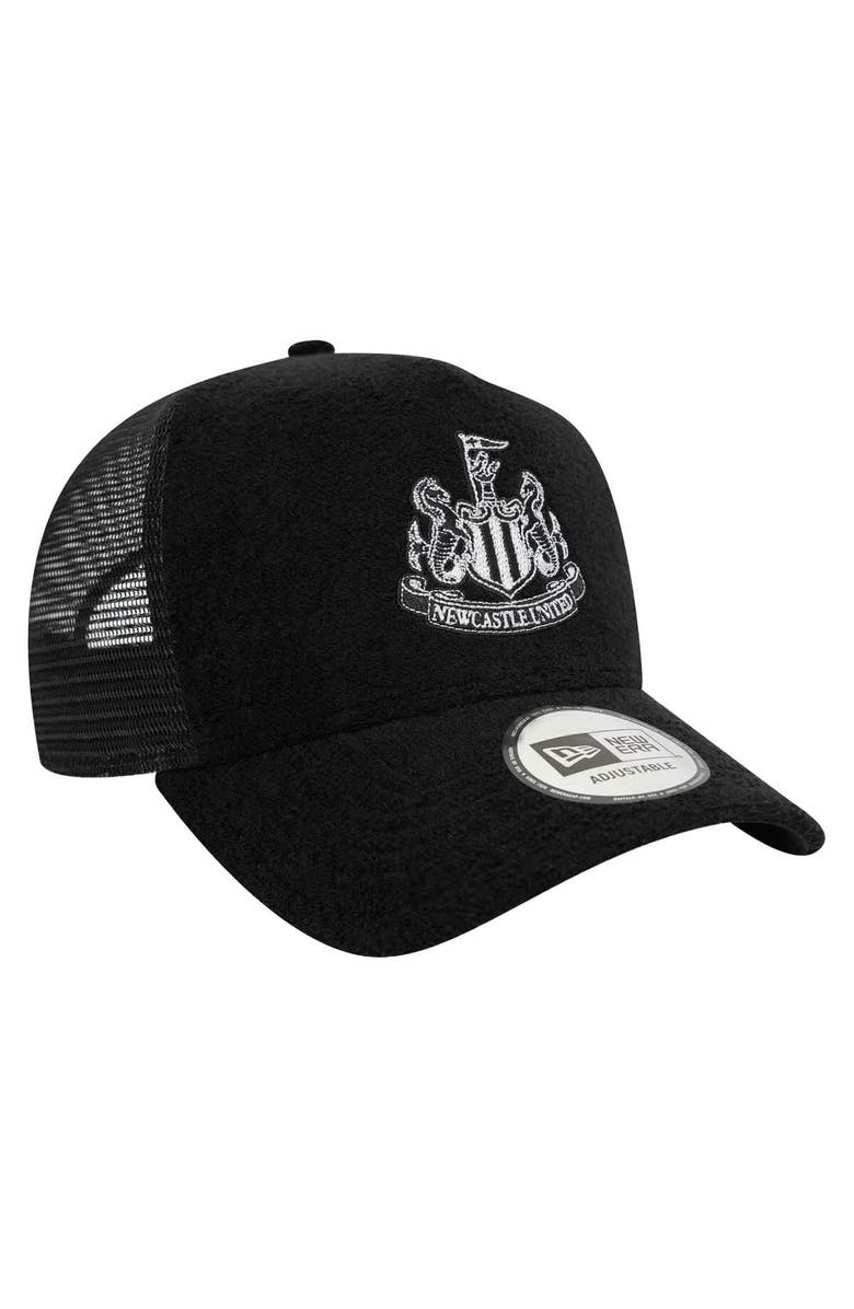 New Era Men's New Era Black Newcastle United Terry Cloth Trucker Adjustable Hat, Alternate, color, 