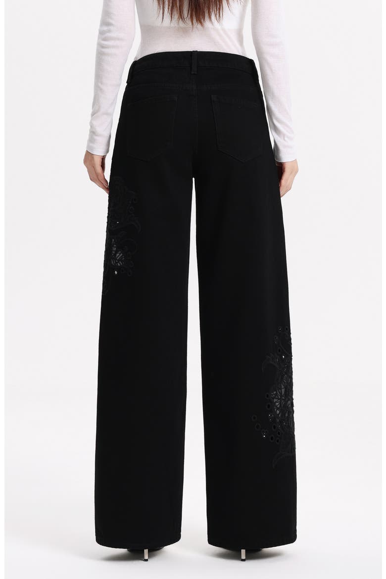 High Waist Wide Leg Jeans, Alternate, color, BLACK