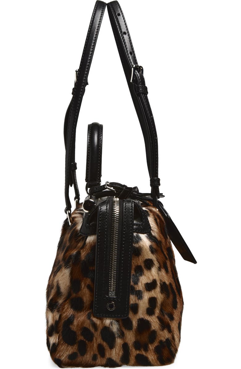 Dolce&Gabbana Rumble Leopard Print Genuine Calf Hair Satchel, Alternate, color, 89738 Leo/ Nero