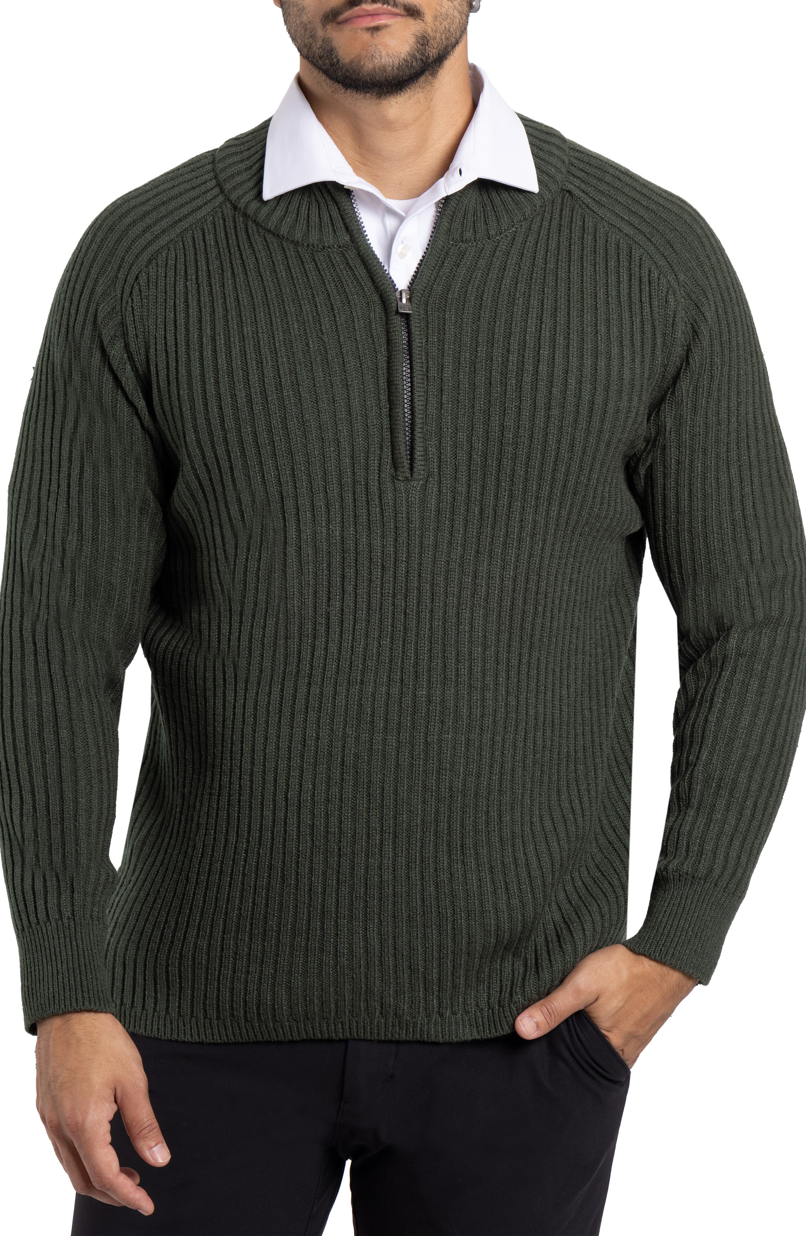 XRAY Rib Quarter Zip Sweater