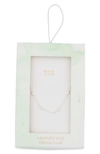 Argento Vivo Sterling Silver Diamond Cut Ball Station Necklace In Brown