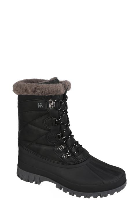 Faux Fur Lined Lace-Up Boot (Women)