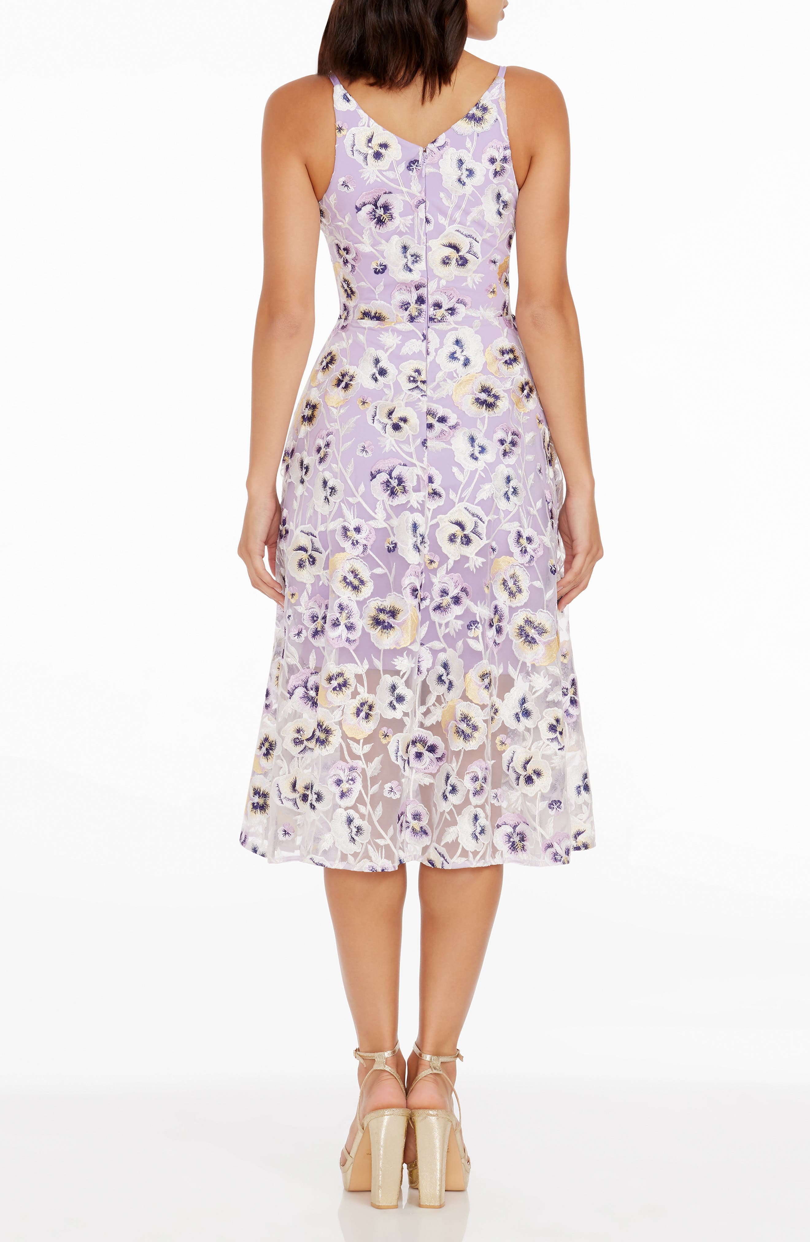 blair embellished fit & flare cocktail dress Dress the Population Blair Lace Midi Dress - NAVY/NUDE