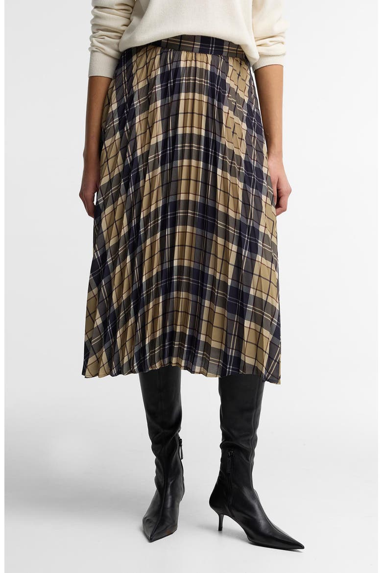 Ria Pleated Midi Skirt, Main, color, BIRCHWOOD TARTAN