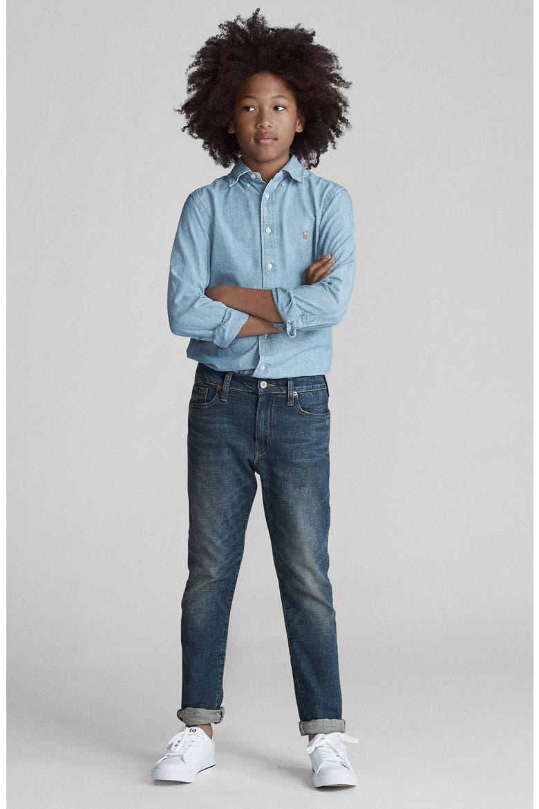 Kids' Chambray Button-Down Shirt, Alternate, color, BLUE