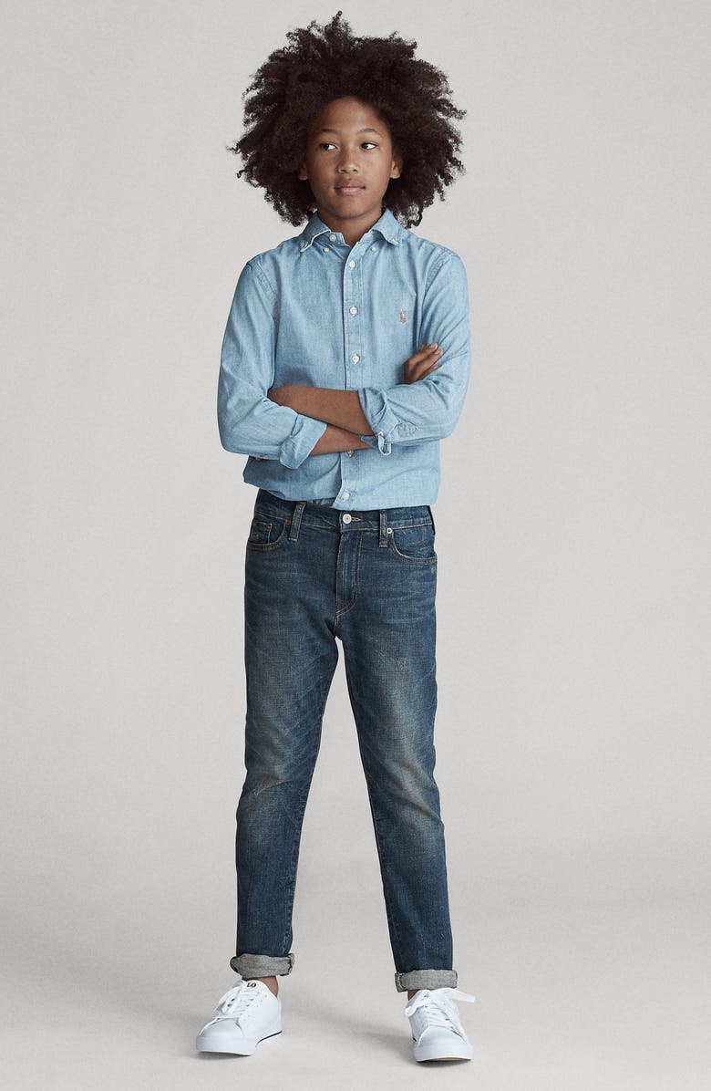 Polo Ralph Lauren Kids' Chambray Button-Down Shirt, Alternate, color, 