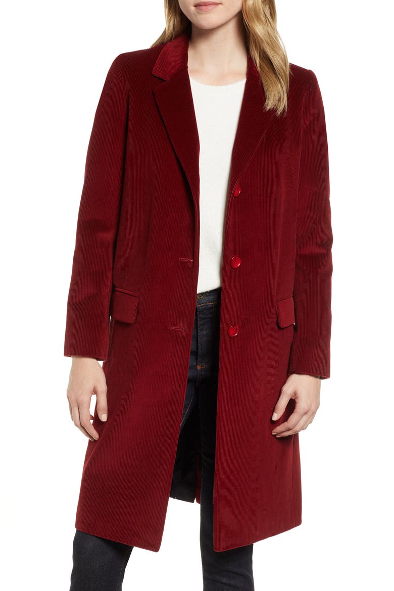 Corduroy College Coat, Main, color, RUST