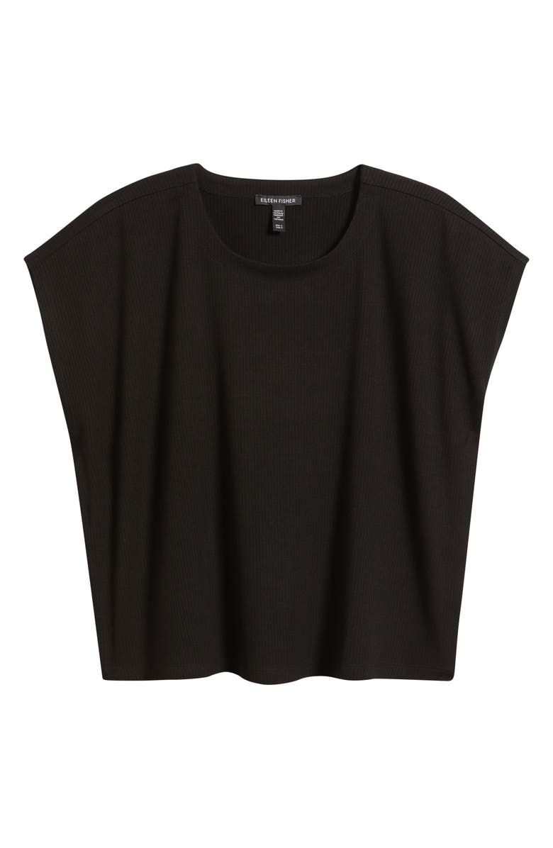Eileen Fisher Crewneck Rib Top, Alternate, color, Black