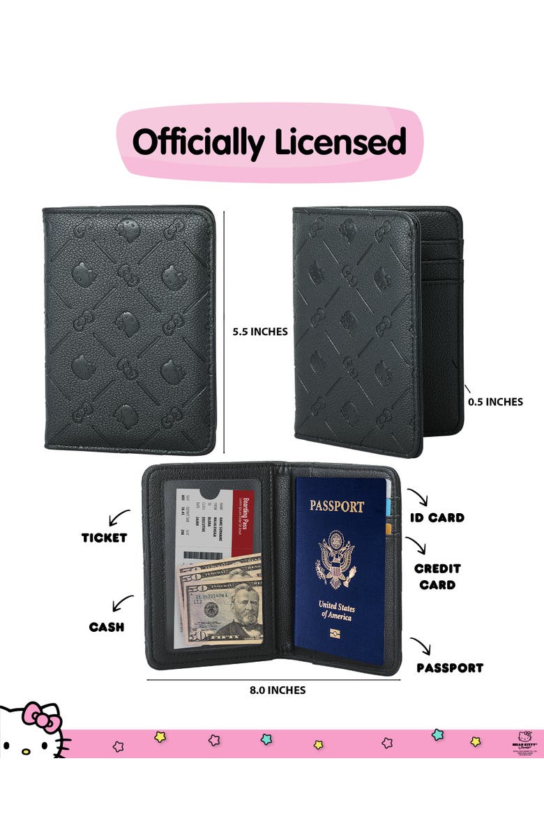 Hello Kitty Embossed Passport Holder, Alternate, color, Black