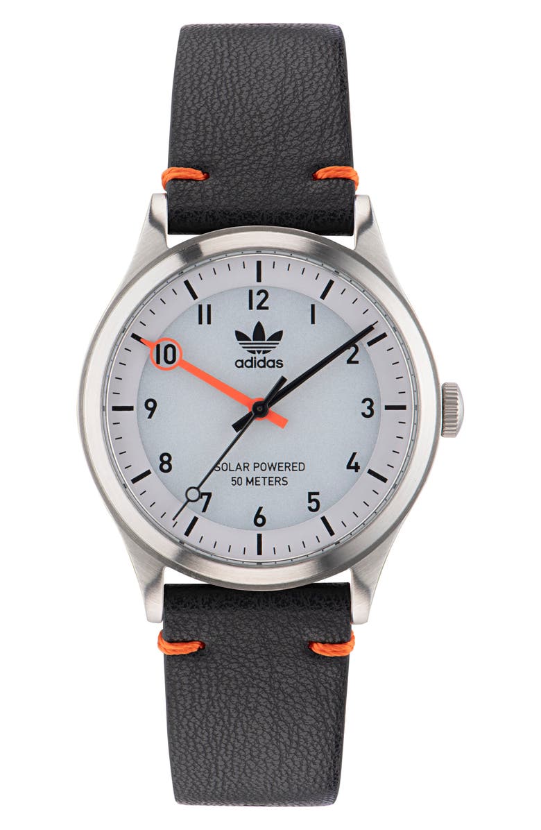 adidas Project One Solar Powered Vegan Leather Strap Watch, 39mm, Main, color,