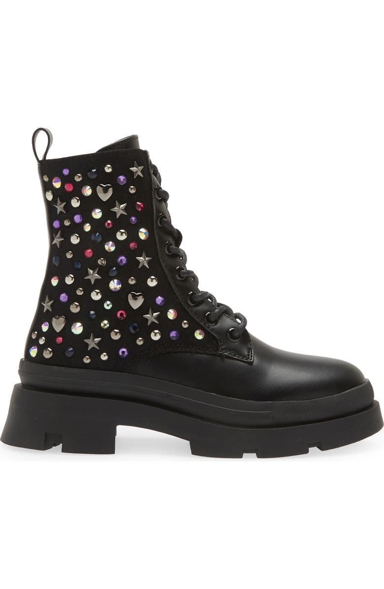 Steve Madden Kids' JKrissen Glitter Stud Combat Boot, Alternate, color,