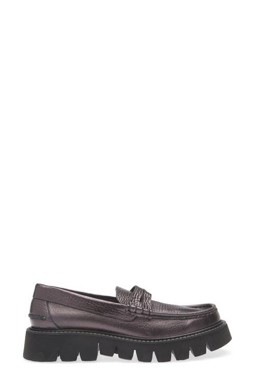 Pedro Garcia Sebas Lug Metallic Penny Loafer In Black