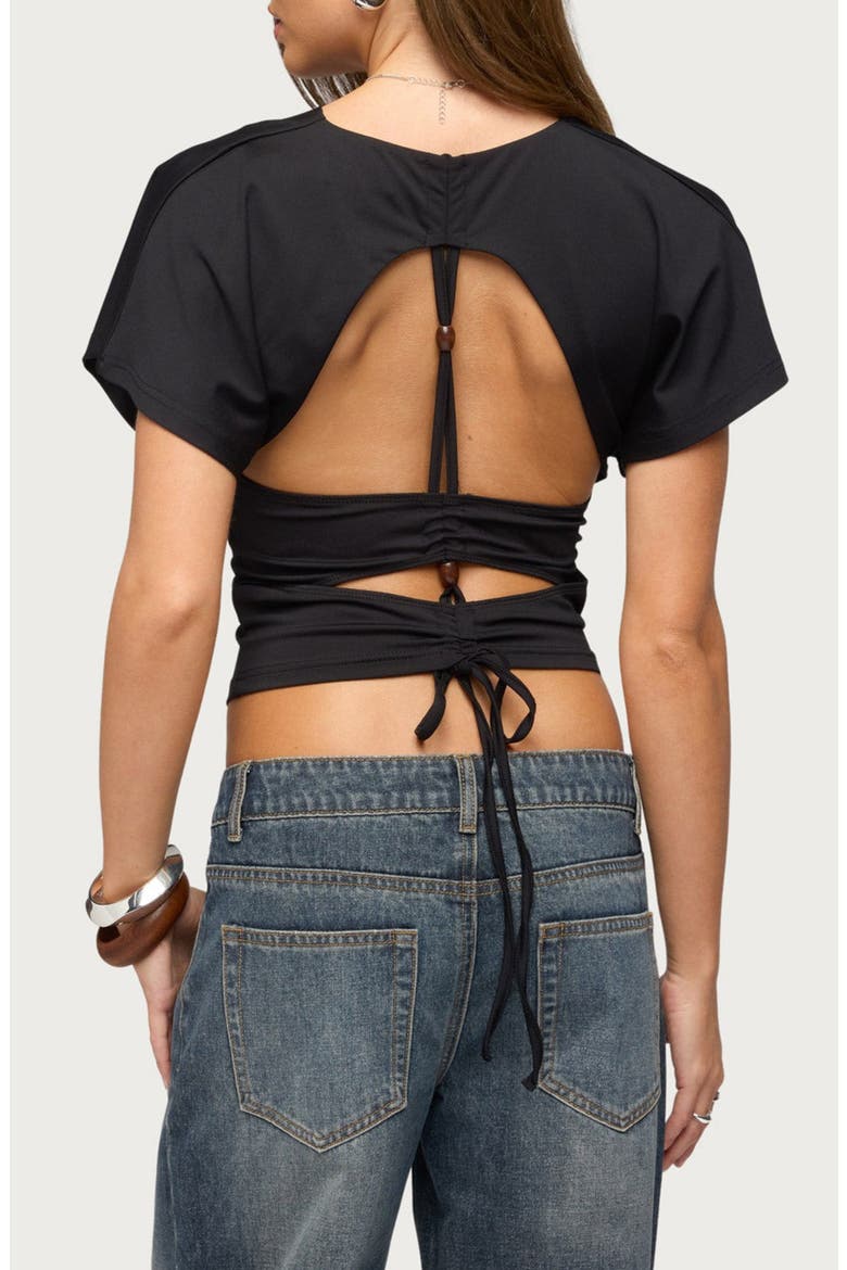 Salie Back Cutout Crop Top, Alternate, color, BLACK