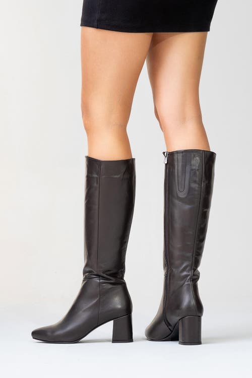 Forever & Always Shoes Sejas Leather Block Heel Knee-high Boot In Brown