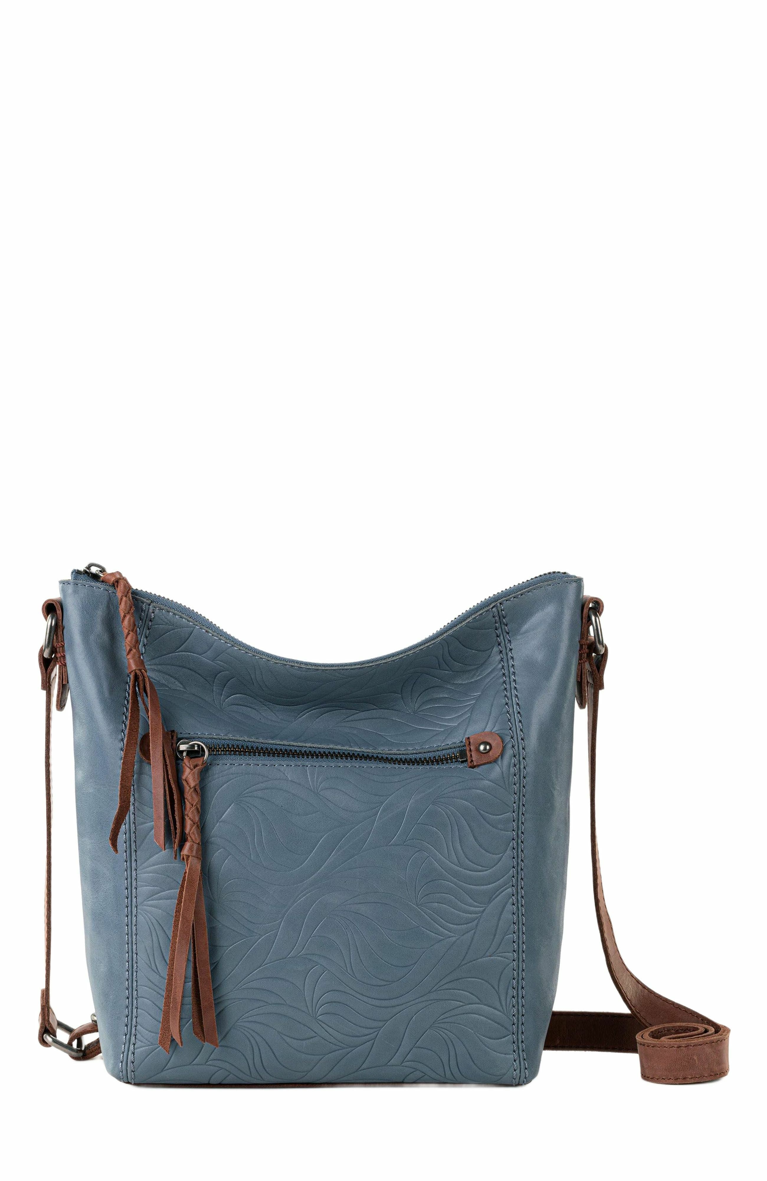 The Sak Ashland Leather Crossbody Bag in Maritime Wave Emboss 