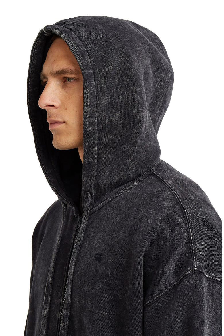 Washed Loose Fit Zip Hoodie, Alternate, color, DARK BLACK SMOKEY