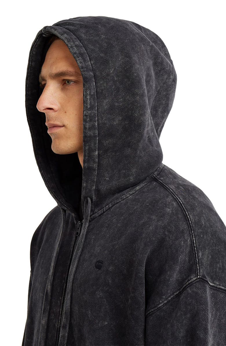 G-STAR Washed Loose Fit Zip Hoodie, Alternate, color, Dark Black Smokey