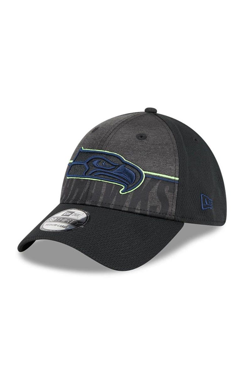 New Era Men's New Era Black Seattle Seahawks 2023 NFL Training Camp Team Colorway 39THIRTY Flex Fit Hat, Main, color, 