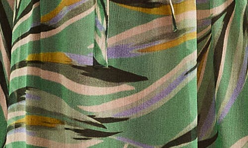 Mimi Flamingo Parker Print Long Sleeve Cover-up Minidress In Green