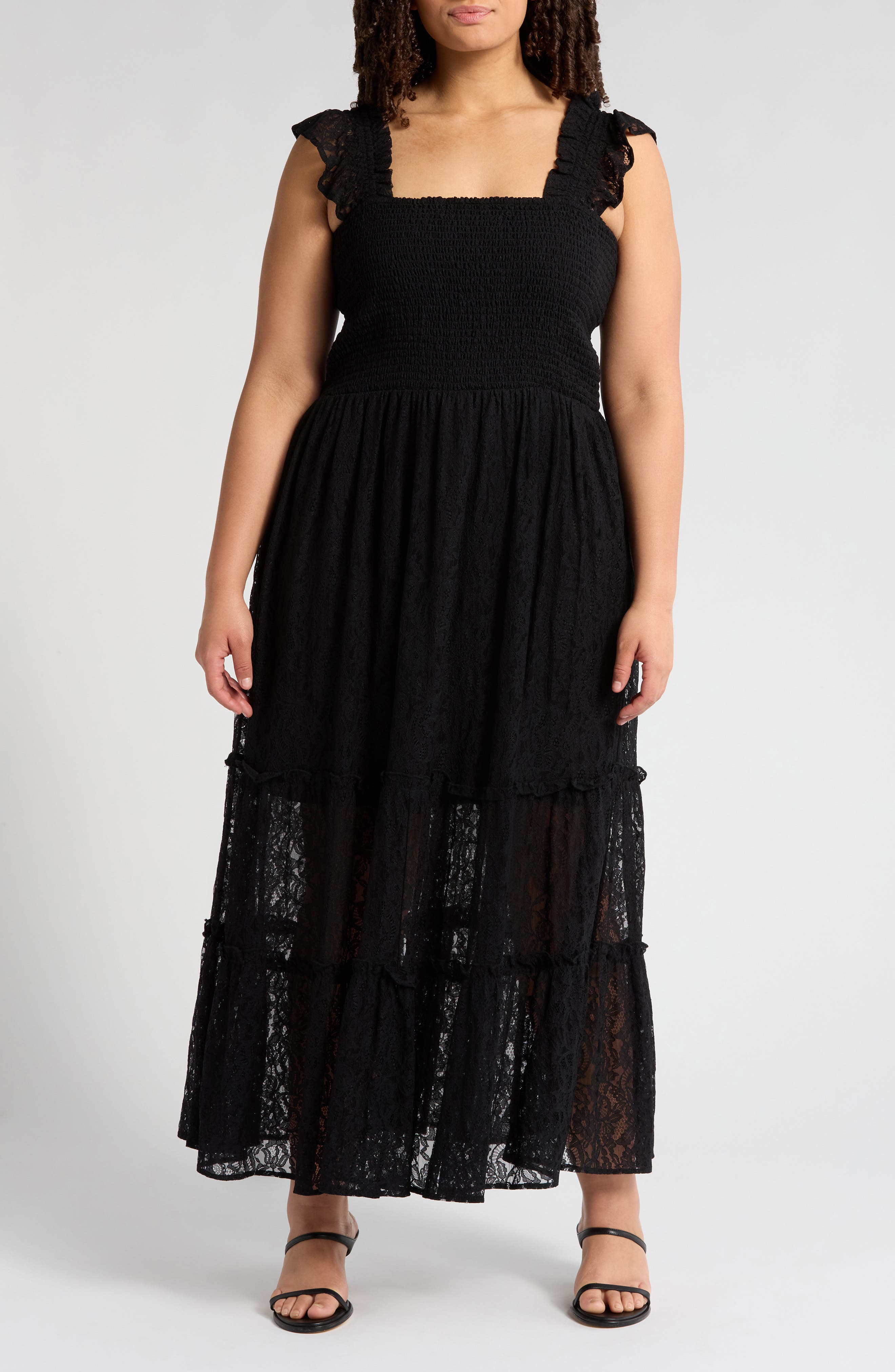 MELLODAY Lace Smocked Maxi Dress