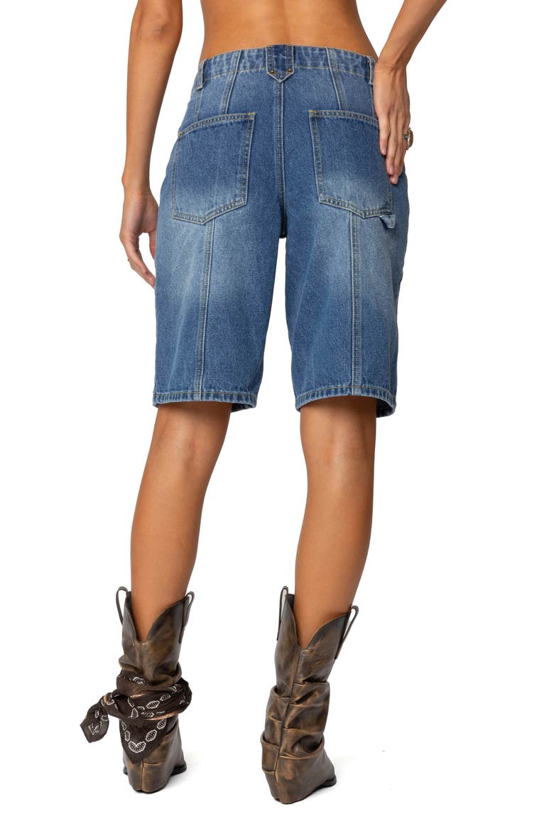Tris Low Rise Denim Bermuda Shorts, Alternate, color, BLUE