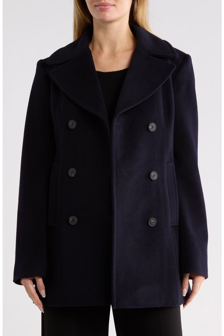 Wool Blend Peacoat, Alternate, color, NAVY