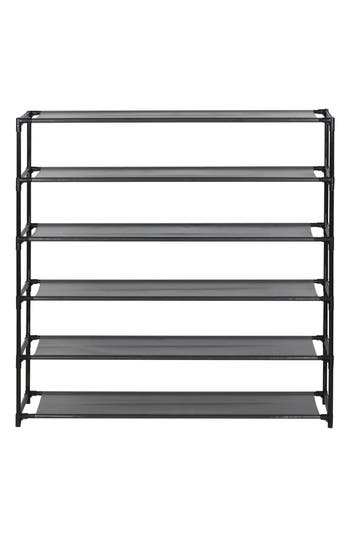 J&v Textiles J And V Textiles 6-tier Shoe Rack 6-tier Wood Top Shoe Rack In Black