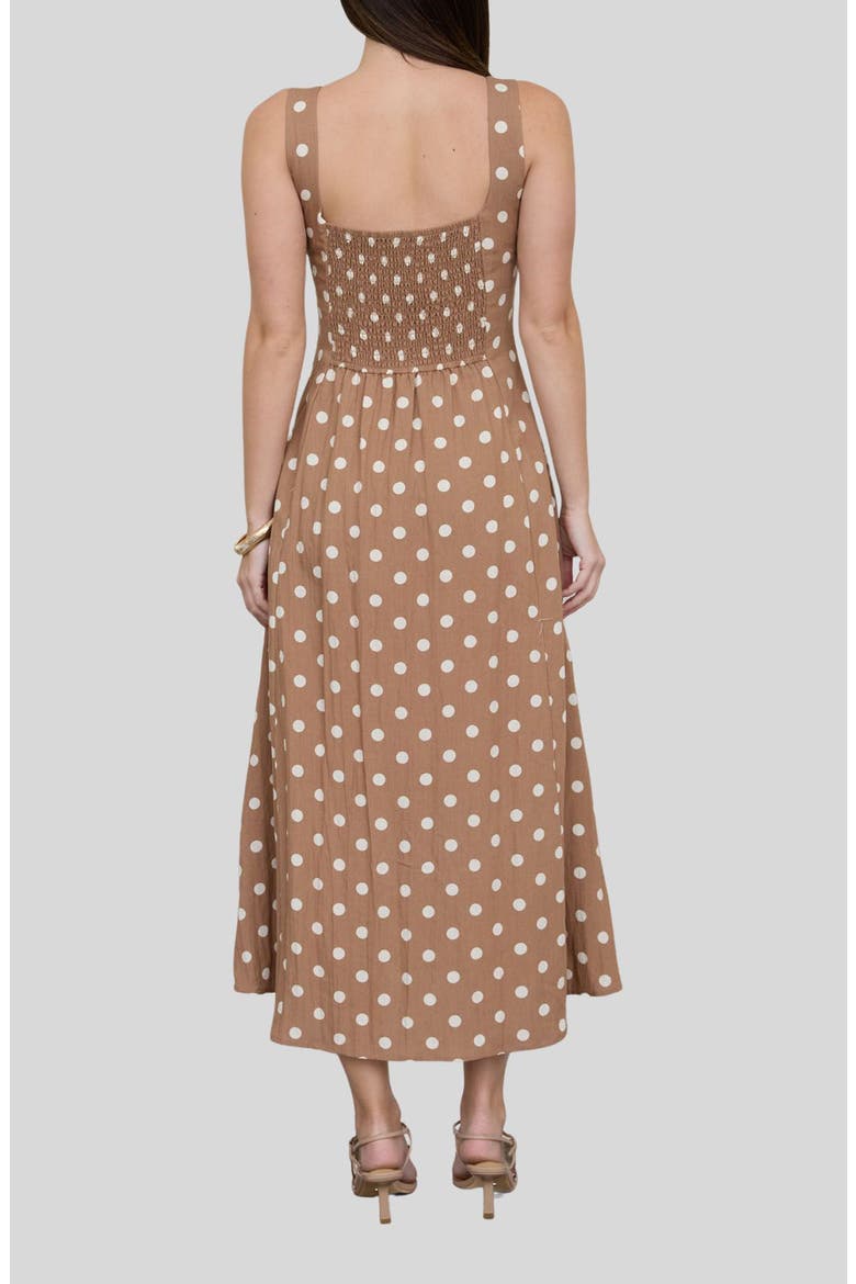 Polka Dot Midi Dress, Alternate, color, BROWN