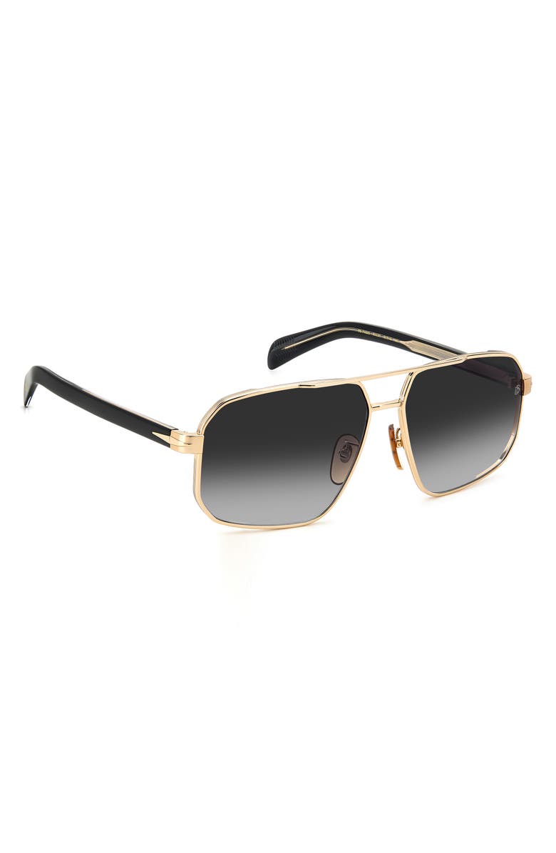 David Beckham Eyewear 61mm Rectangular Sunglasses, Alternate, color, Gold Black