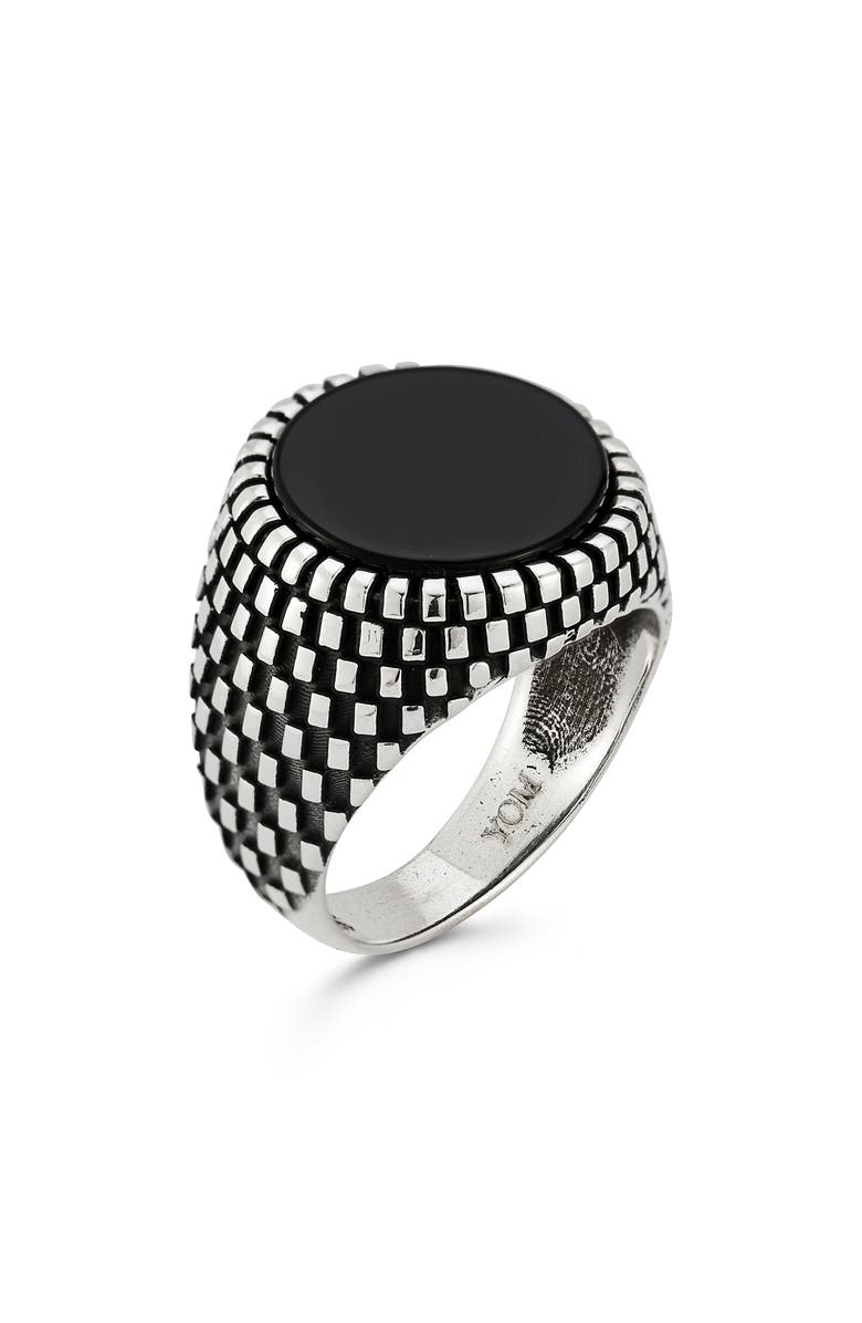 Yield of Men Men's Onyx Signet Ring, Main, color, Black/ Silver