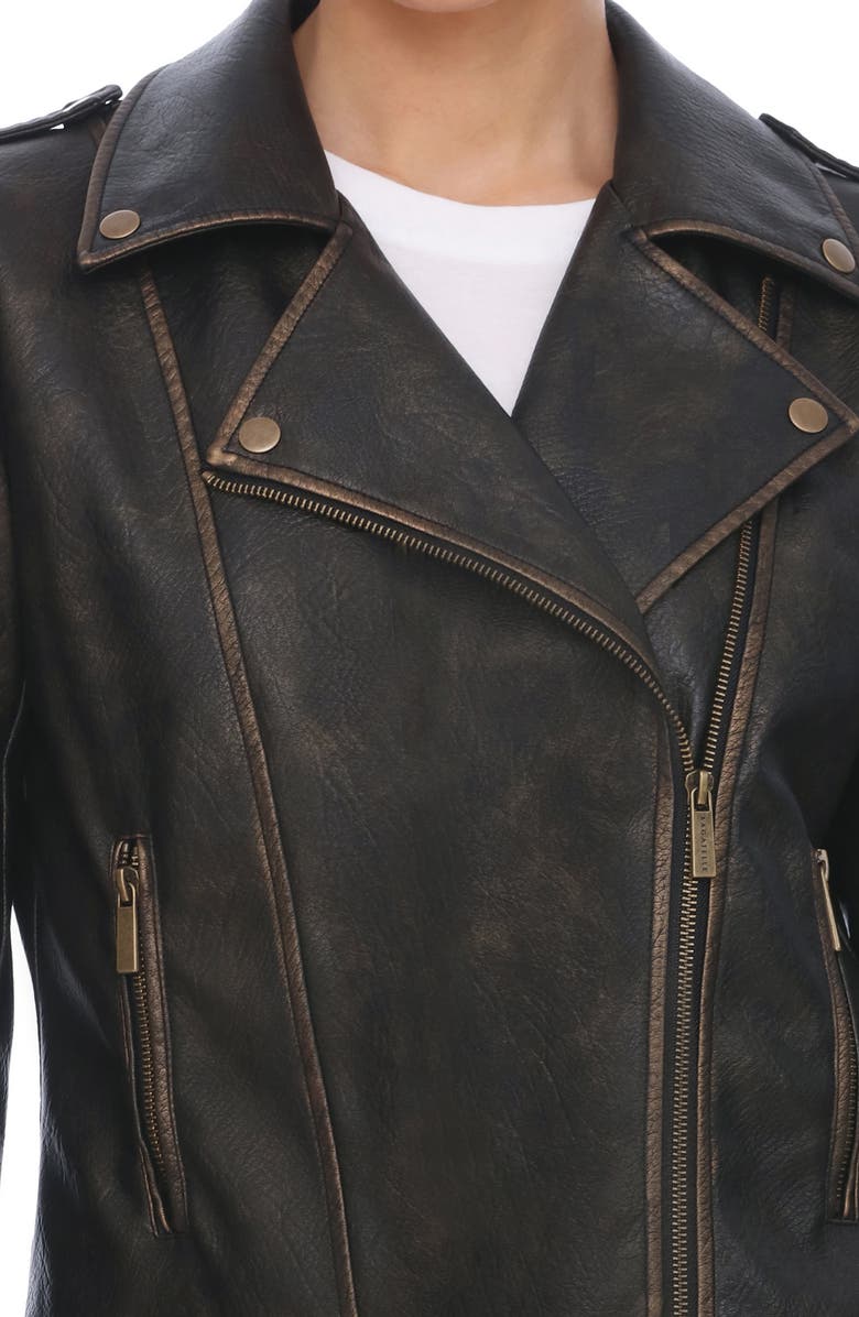 Bagatelle Faux Leather Moto Jacket, Alternate, color, Black-Gold
