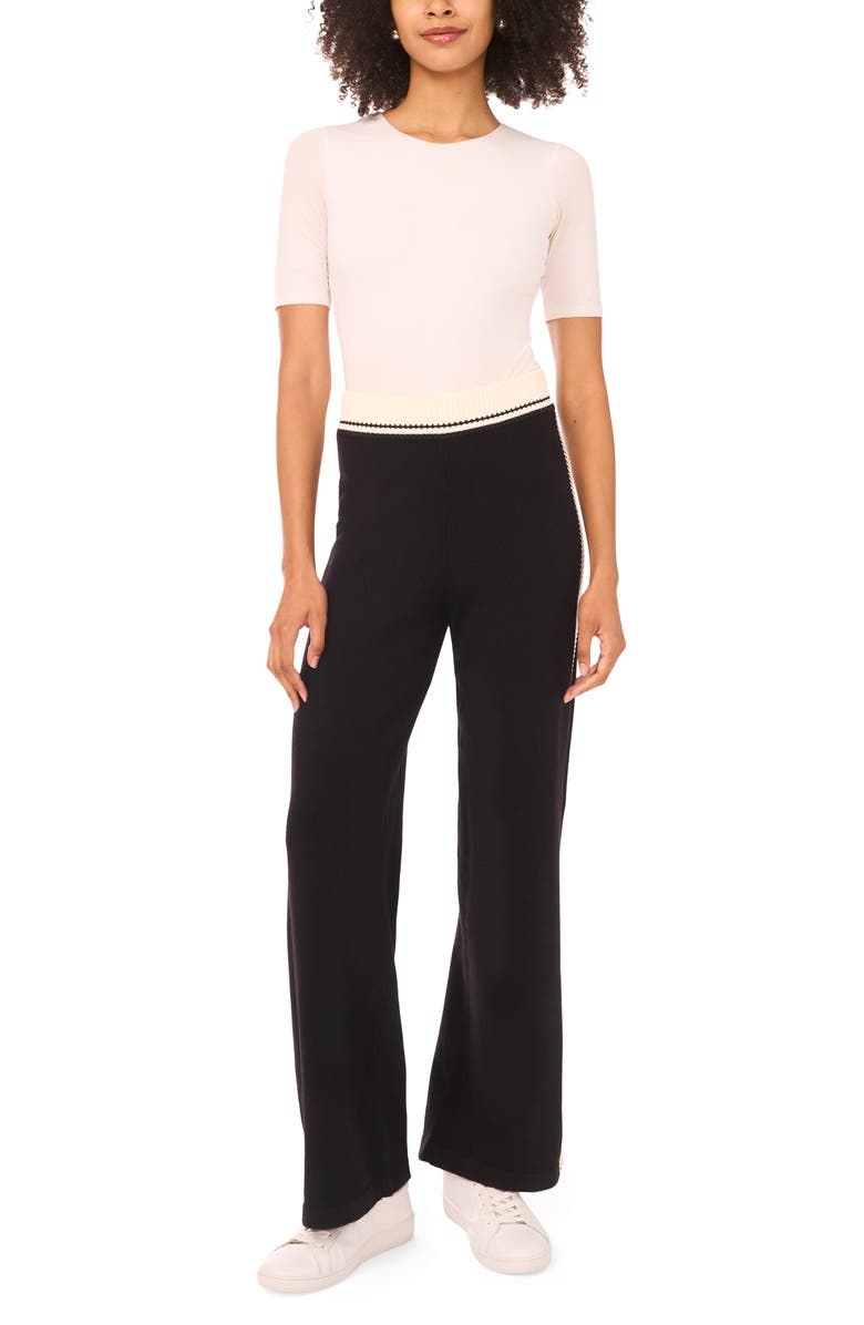Vince Camuto Contrast Detail Track Pants, Alternate, color, Rich Black