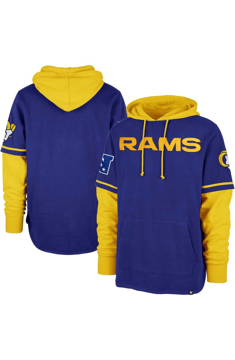 '47 Men's '47 Royal Los Angeles Rams Shortstop Pullover Hoodie, Main, color, Royal